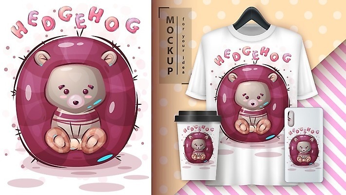 EPS 해외이미지 캐릭터 티셔츠 일러스트 사람없음 스마트폰 고슴도치 테이크아웃컵 목업 벡터 해외202009 해외일러스트 일러캐릭터 셔츠 포유류 컵 핸드폰 스마트기기 파일형식