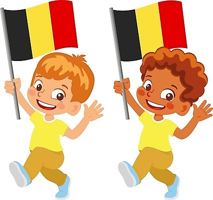 EPS 해외이미지 전신 캐릭터 남자 어린이 일러스트 들기 소년 두명 국기 벨기에 벨기에국기 소년만 해외202009 해외일러스트 일러캐릭터 모션 사람 서유럽 남자만 어린이만 파일형식 벡터