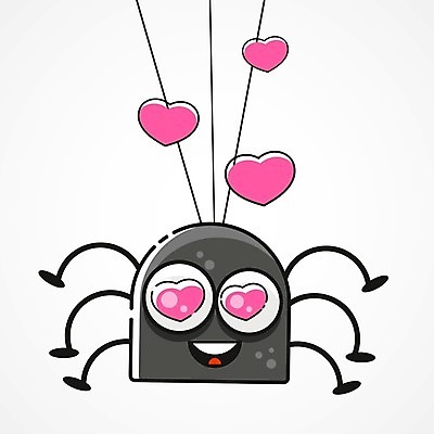 EPS 해외이미지 동물캐릭터 곤충 일러스트 매달리기 사람없음 하트 거미줄 거미 해외202009 해외일러스트 일러캐릭터 모양 동물 캐릭터 모션 파일형식 벡터