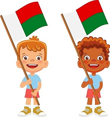 EPS 해외이미지 전신 남자 어린이 일러스트 들기 소년 두명 국기 마다가스카르 소년만 해외202009 해외일러스트 모션 사람 남자만 어린이만 파일형식 벡터
