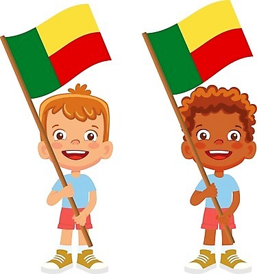 EPS 해외이미지 전신 남자 어린이 일러스트 들기 소년 두명 국기 베냉 베냉국기 소년만 해외202009 해외일러스트 모션 사람 남자만 어린이만 파일형식 벡터