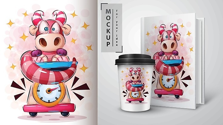 EPS 해외이미지 캐릭터 일러스트 저울 사람없음 공책 공룡 테이크아웃컵 목업 벡터 해외202009 해외일러스트 일러캐릭터 파충류 문구용품 컵 파일형식