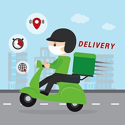 EPS 해외이미지 남자 도로 일러스트 마스크 한명 사람 성인 오토바이 도시 배달원 배송 서비스 성인남자한명만 해외202009 해외일러스트 직업 1 길 교통시설 바이크 남자한명만 성인남자만 파일형식 벡터