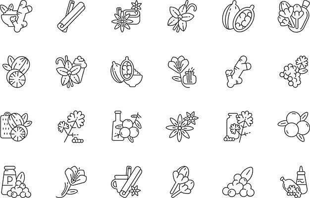 EPS 해외이미지 클립아트 그릇 디자인 선 음식 컨셉 일러스트 요리 미술 씨앗 동양인 세트 픽토그램 주방 웹 양념 조미료 플랫 고수 인도인 수집 머스터드 허브 심볼 사인 보따리 그림 유기농 심플 윤곽 팩 생강 고립 바닐라 사프란 시나몬 얇은 항목 향나무 해외202009 해외일러스트 외국인 나무 식물 식기 웰빙 인터넷 채소 문화예술 인종 화장품 소스_음식 향신료 향미료 파일형식 벡터