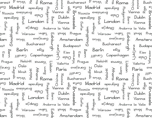 EPS 해외이미지 유럽 여행 백그라운드 지도 패턴 일러스트 텍스트 잉글랜드 독일 덴마크 스웨덴 노르웨이 핀란드 그래픽 단어 세계 이탈리아 프랑스 흰색 도시 비엔나 스페인 인쇄 로마 포르투갈 대륙 네덜란드 런던 질감 벨기에 아일랜드 타운 베를린 헝가리 더블린 폴란드 암스테르담 마드리드 오슬로 바르샤바 파리(프랑스) 해외202009 해외일러스트 문자 나라 컬러 무늬 영국 북유럽 오스트리아 동유럽 서유럽 파일형식 벡터