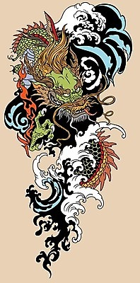 EPS 해외이미지 동물 아시아 문화 파도 일러스트 자연 생물 미술 동양인 그래픽 물 일본 중국 힘 에너지 용 보호 문신 심볼 공상 민화 해외202009 해외일러스트 자연요소 나라 바다 컨셉 문화예술 인종 그림 생태계 파일형식 벡터