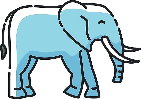 EPS 해외이미지 일러스트 코끼리 사람없음 파란색 귀여움 플랫 해외202009 해외일러스트 컬러 컨셉 포유류 파일형식 벡터