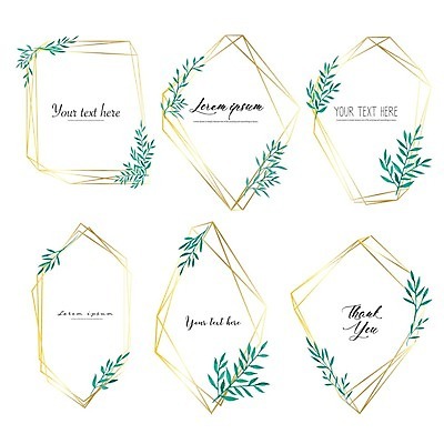 EPS 해외이미지 선 잎 일러스트 사람없음 세트 테두리 청록색 지오메트릭 해외202009 해외일러스트 식물 컬러 파일형식 벡터