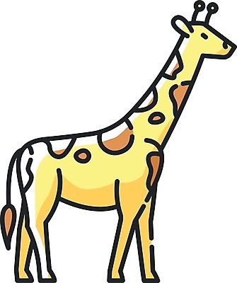 EPS 해외이미지 일러스트 사람없음 노란색 귀여움 플랫 기린 해외202009 해외일러스트 컬러 컨셉 포유류 파일형식 벡터