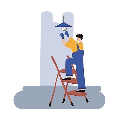 EPS 해외이미지 직업 캐릭터 디자인 남자 스포츠 여행 일러스트 전구 사다리 휴가 노동자 주택 사람 그래픽 여름 빛 공구 램프 잡기 업무 기술자 수리 흰배경 유지 설치 엘리먼트 해외202009 해외일러스트 일러캐릭터 계절 백그라운드 모션 조명 건물 흰색 도구 작업 파일형식 벡터