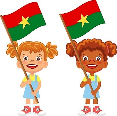 EPS 해외이미지 전신 여자 어린이 일러스트 들기 두명 국기 부르키나파소 소녀만 해외202009 해외일러스트 모션 사람 여자만 어린이만 파일형식 벡터