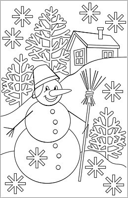 EPS 해외이미지 겨울 일러스트 자연 눈사람 주택 사람없음 윤곽 젠탱글 해외202009 해외일러스트 계절 건물 생태계 파일형식 벡터