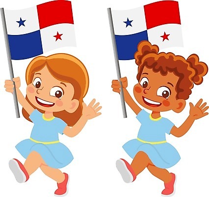 EPS 해외이미지 전신 여자 어린이 일러스트 들기 소녀 두명 국기 심볼 파나마 소녀만 파나마국기 해외202009 해외일러스트 모션 사람 남아메리카 여자만 어린이만 파일형식 벡터