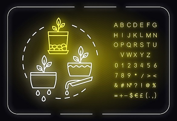 EPS 해외이미지 화분 잎 일러스트 사람없음 원예 네온 식물키우기 해외일러스트 식물 취미 파일형식 벡터