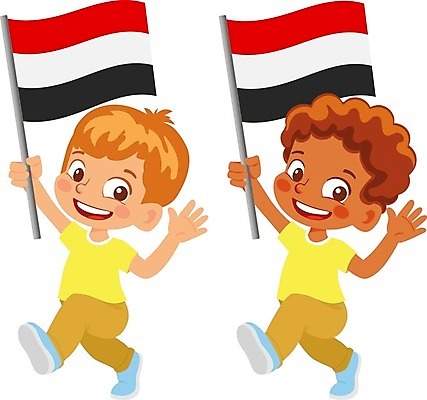 EPS 해외이미지 전신 캐릭터 남자 어린이 일러스트 들기 소년 두명 국기 심볼 예멘 소년만 해외202009 해외일러스트 일러캐릭터 모션 사람 남자만 어린이만 파일형식 벡터