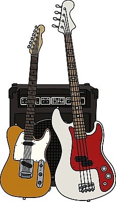 EPS 해외이미지 일러스트 빨간색 상자 노란색 흰색 기구 기타 악단 황금 클래식 만화 재즈 뮤지컬 베이스 블루스 팝 해외202009 해외일러스트 음악 컬러 컨셉 현악기 파일형식 벡터