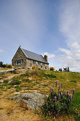 포토 JPG 식물 구름 꽃 여유 하늘 풍경 초원 사람없음 야외 건물 교회 돌_바위 바위 상쾌 뉴질랜드 루핀꽃 국내포토 자연요소 건축물 감정 종교건축 오세아니아 파일형식