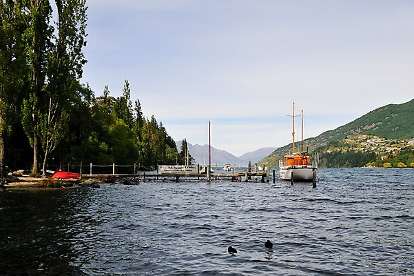 포토 JPG 나무 여유 산 풍경 사람없음 야외 강 항구 숲 상쾌 뉴질랜드 퀸즈타운 선박 국내포토 식물 감정 수상교통 교통시설 오세아니아 파일형식