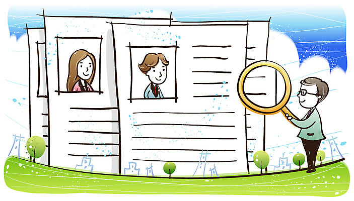 EPS 주간 나무 식물 구름 직업 여자 남자 일러스트 비즈니스 하늘 돋보기 직장 한명 미소 웃음 사람 20대 성인 야외 희망 꿈 도전 구직 관찰 직장인 비즈니스맨 비즈니스우먼 검사_조사 문서 취업준비생 이력서 면접관 자기소개서 청년만 성인만 국내일러스트 자연요소 1 감정 컨셉 회사 모션 표정 청년 면접 자기소개 파일형식 벡터