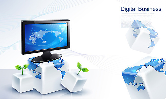 EPS 도형 식물 지구 백그라운드 세계지도 일러스트 비즈니스 사람없음 전자제품 글로벌 새싹 디지털 모니터 입체 정사각형 국내일러스트 지도 컴퓨터 세계 파일형식 벡터