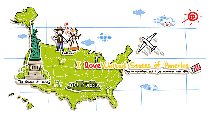 EPS 나무 식물 구름 커플 여자 남자 나라 한쌍 여행 지도 일러스트 항공교통 비행기 사랑 사람 20대 성인 두명 관광지 태양 미국 깃발 국기 전통의상 대륙 자유의여신상 지도여행 할리우드 청년만 성인만 국내일러스트 자연요소 전통 감정 교통수단 북아메리카 관계 대중교통 청년 세계문화유산 로스앤젤레스 파일형식 벡터