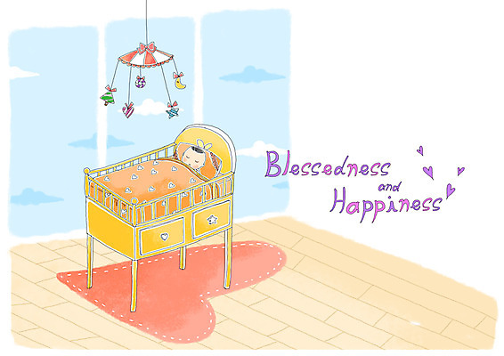 PSD 행복 일러스트 창문 가족 실내 사랑 한명 사람 놀이용품 이불 아기용품 하트 침대 아기 잠 수면 모빌 아기침대 아기만 국내일러스트 모양 1 감정 가구 관계 침구 내부 물 오브젝트 파일형식