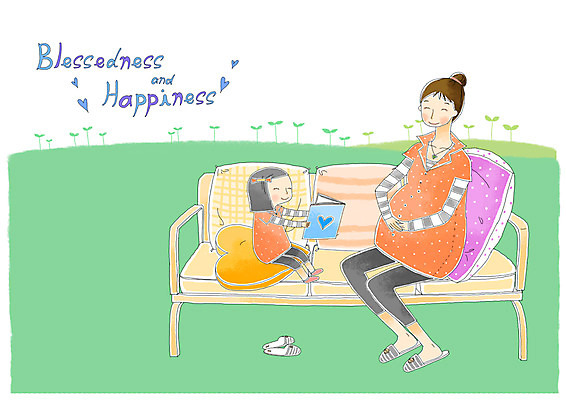 PSD 식물 여자 행복 어린이 가구 쿠션 의자 일러스트 가족 베개 모녀 사랑 미소 웃음 사람 소녀 20대 성인 두명 책 독서 새싹 화목 임산부 임신 육아 태교 여자만 국내일러스트 딸 감정 생활용품 컨셉 관계 침구 엄마 표정 청년 파일형식