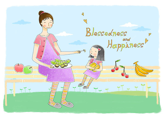 PSD 식물 여자 열매 행복 어린이 음식 과일 일러스트 가족 모녀 바나나 키위 사랑 미소 웃음 사람 소녀 20대 성인 두명 식사 화목 임산부 임신 앵두 사과 여자만 국내일러스트 딸 감정 컨셉 관계 엄마 표정 청년 파일형식