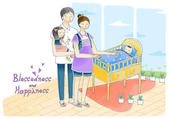 PSD 식물 여자 남자 행복 화분 어린이 한쌍 일러스트 가족 실내 사랑 미소 웃음 사람 소녀 여러명 20대 성인 부모 새싹 화목 임산부 임신 이불 자녀 침대 아기 아기침대 국내일러스트 감정 가구 다수 컨셉 관계 침구 표정 청년 내부 아기용품 파일형식