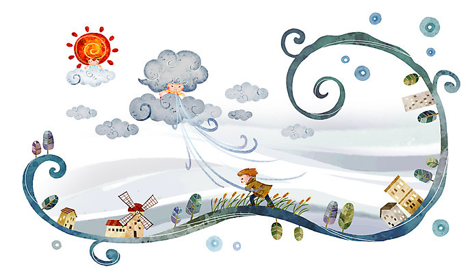 PSD 나무 식물 구름 건축물 남자 건축 어린이 백그라운드 일러스트 동화 바람 날씨 주택 전래동화 한명 사람 초원 20대 성인 건물 태양 외투 재킷 풍차 풀 먹구름 햇님과바람 남자만 남자한명만 국내일러스트 자연요소 1 상의 청년 파일형식 구름_자연