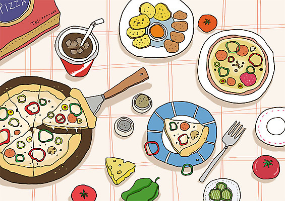 PSD 그릇 식기 접시 음료 음식 포크 토마토 채소 라인일러스트 일러스트 피망 치즈 파프리카 피자 패스트푸드 서양음식 빨대 사람없음 피클 콜라 레시피 국내일러스트 유제품 인스턴트 탄산음료 절임 파일형식