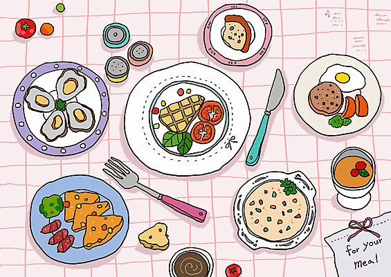 PSD 그릇 식기 접시 음식 포크 토마토 채소 라인일러스트 일러스트 스테이크 사람없음 샐러드 굴 양념 소시지 나이프 수프 계란프라이 해산물 레시피 식기도구 국내일러스트 어패류 서양음식 가공식품 칼 계란요리 파일형식