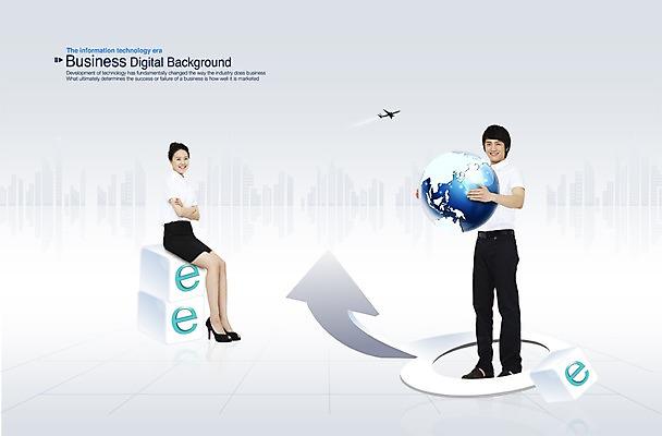 전신 도형 PSD 편집 편집이미지 디자인 여자 남자 화살표 지구 백그라운드 인터넷 비즈니스 항공교통 정보통신 비행기 서기 들기 사람 앉기 동양인 20대 성인 두명 그래픽 글로벌 디지털 비즈니스맨 비즈니스우먼 디지털합성 정사각형 지구촌 청년만 성인만 비즈니스백그라운드 이미지편집 교통수단 통신 모션 대중교통 인종 청년 정보 직장인 파일형식