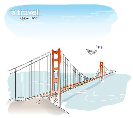 EPS 주간 해외 건축물 건축 바다 해외여행 여행 일러스트 항공교통 하늘 군용기 비행기 풍경 사람없음 야외 건물 관광지 강 미국 도시 세계여행 금문교 샌프란시스코 가교 국내일러스트 자연요소 교통수단 북아메리카 대중교통 군대 세계 다리_건축물 파일형식 벡터