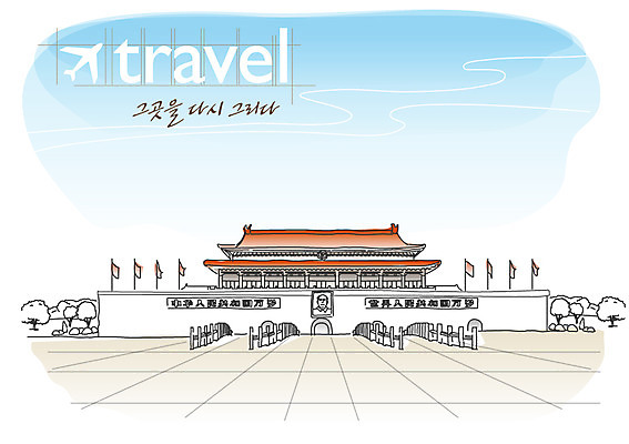 EPS 주간 동양문화 해외 건축물 건축 아시아 문화 해외여행 여행 일러스트 하늘 사람없음 야외 건물 관광지 중국 동양건축 도시 세계여행 역사 베이징 자금성 천안문 천안문광장 국내일러스트 자연요소 나라 세계 궁전 파일형식 벡터 동양