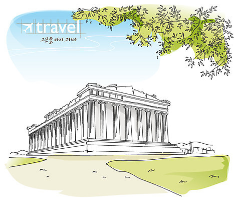 EPS 주간 나무 식물 해외 건축물 건축 문화 해외여행 여행 일러스트 하늘 신전 사람없음 야외 건물 관광지 도시 세계여행 역사 그리스 아테네 그리스로마신화 파르테논신전 국내일러스트 자연요소 유럽 고건축 세계 신화 파일형식 벡터