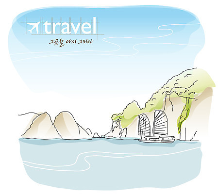 EPS 주간 해외 바다 섬 해외여행 여행 수상교통 일러스트 자연 하늘 사람없음 야외 관광지 도시 세계여행 돛단배 베트남 하노이 선박 국내일러스트 자연요소 교통수단 배_교통 세계 동남아시아 생태계 파일형식 벡터