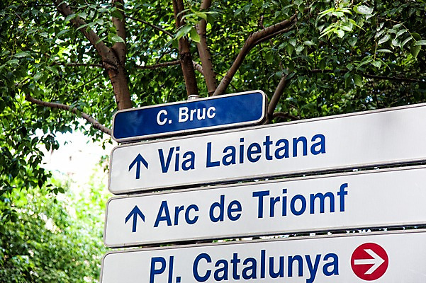 포토 JPG 주간 나무 식물 해외풍경 해외 유럽 화살표 유럽풍경 풍경 사람없음 야외 관광지 나뭇가지 도시 표지판 스페인 오브젝트 바르셀로나 스페인문화 국내포토 자연요소 나라 여행 알림판 유럽문화 파일형식