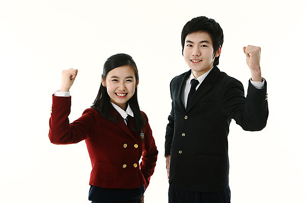 포토 JPG 스튜디오촬영 학생 여자 남자 교복 포즈 모션 청소년 고등학생 실내 서기 미소 웃음 사람 동양인 손짓 상반신 성인 두명 10대 파이팅 한국인 수험생 국내포토 옷 표정 인종 내부 파일형식