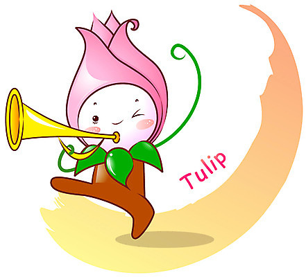 EPS 식물 캐릭터 알파벳 꽃 악기 줄기 분홍색 잎 일러스트 윙크 사람없음 농작물 튤립 나팔 식물캐릭터 꽃캐릭터 일러캐릭터 영어 음악 컬러 농업 표정 파일형식 벡터