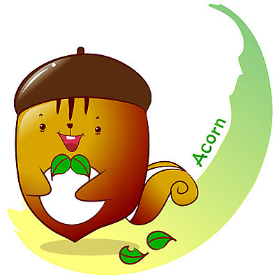 EPS 식물 캐릭터 알파벳 리본 잎 채소 일러스트 나뭇잎 사람없음 농작물 갈색 도토리 식물캐릭터 견과류캐릭터 일러캐릭터 영어 컬러 농업 견과류 파일형식 벡터