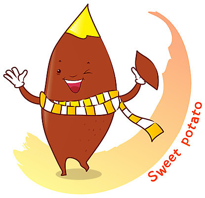 EPS 식물 캐릭터 알파벳 채소 일러스트 사람없음 농작물 갈색 목도리 고구마 식물캐릭터 채소캐릭터 일러캐릭터 영어 잡화 컬러 농업 뿌리채소 파일형식 벡터