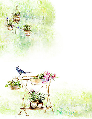 PSD 식물 동물 한마리 꽃 화분 줄기 백그라운드 일러스트 자연 페인터 조류 사람없음 공백 풀 오브젝트 국내일러스트 1 페인팅 생태계 파일형식