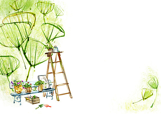 PSD 나무 식물 꽃 화분 백그라운드 벤치 일러스트 사다리 자연 페인터 나뭇잎 사람없음 꽃병 공백 모종삽 오브젝트 국내일러스트 잎 의자 페인팅 도구 삽 생태계 파일형식