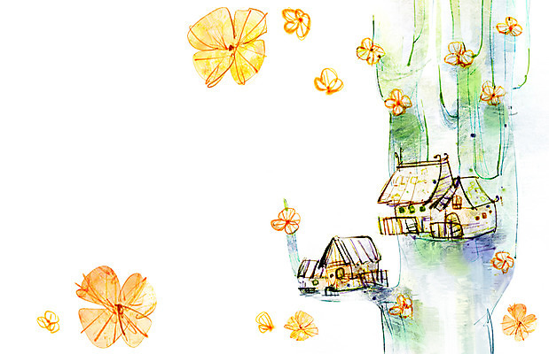 PSD 나무 식물 꽃잎 꽃 백그라운드 일러스트 자연 페인터 주택 사람없음 공백 오브젝트 국내일러스트 페인팅 건물 생태계 파일형식