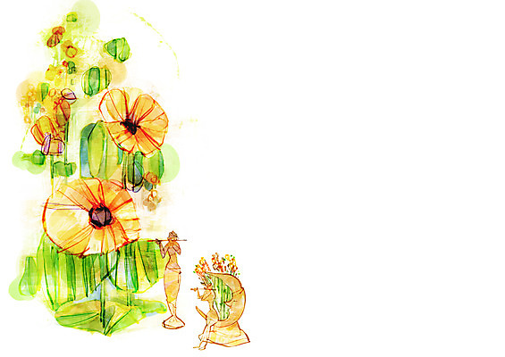 PSD 식물 여자 꽃 인형 백그라운드 잎 일러스트 자연 페인터 사람없음 조형물 조각상 공백 오브젝트 여자만 국내일러스트 페인팅 미술 사람 생태계 파일형식