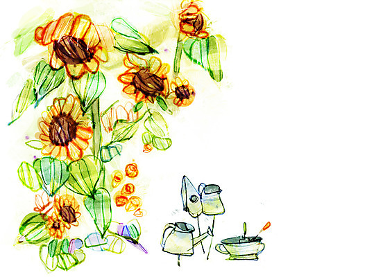 PSD 식물 꽃 화분 백그라운드 일러스트 자연 페인터 해바라기 사람없음 공백 물뿌리개 오브젝트 국내일러스트 페인팅 생태계 파일형식