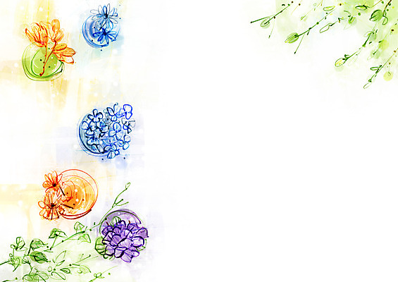 PSD 식물 접시 꽃 줄기 백그라운드 잎 일러스트 자연 페인터 나뭇잎 사람없음 꽃병 공백 풀 오브젝트 국내일러스트 식기 페인팅 생태계 파일형식