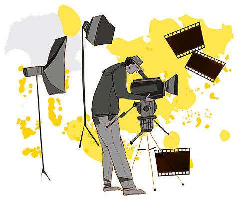 EPS 남자 문화 예술 백그라운드 일러스트 문화예술 조명 한명 사람 성인 카메라 촬영 기계 장비 카메라맨 필름 영화 영화촬영 카메라감독 남자만 남자한명만 성인남자만 성인만 국내일러스트 1 전자제품 감독 사진사 파일형식 벡터