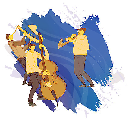 EPS 남자 문화 예술 악기 음악 백그라운드 연주 일러스트 현악기 문화예술 관악기 사람 성인 세명 공연 연주자 색소폰 트럼펫 재즈 콘트라베이스 남자만 성인남자만 성인만 국내일러스트 이벤트 음악가 목관악기 금관악기 파일형식 벡터